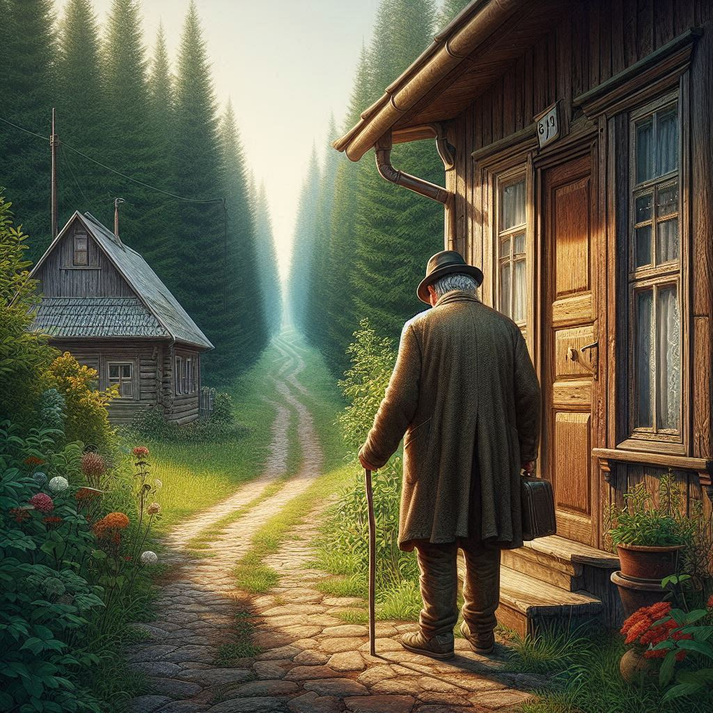 Old man leaving home.